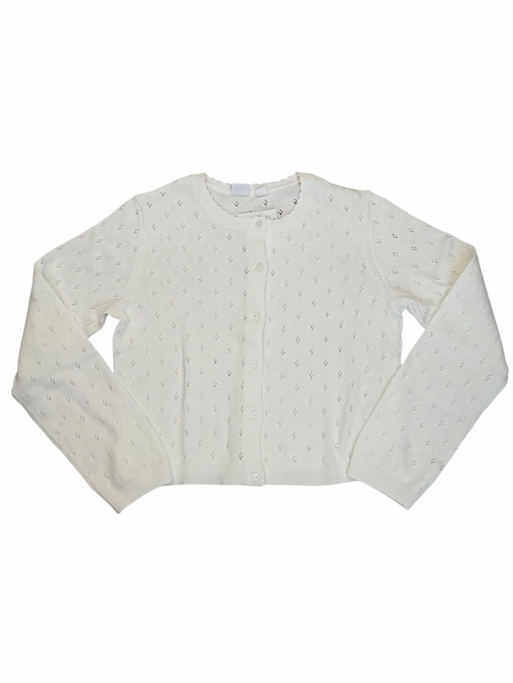 Gap Girls OffWhite Pointelle Knit Cardigan Sweater Button Front Size XXLarge